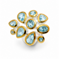 Ring Aquamarin, Diamant teilvergoldet 5µ