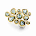 Bague en aigue-marine et diamant, partiellement...