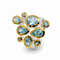 Bague en aigue-marine et diamant, partiellement...