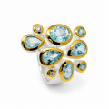 Bague en aigue-marine et diamant, partiellement...