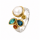 Bague en indigolite, perle, saphir et diamant, partiellement plaquée or 5 µ