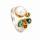 Bague en indigolite, perle, saphir et diamant, partiellement plaquée or 5 µ