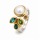 Ring Turmalin, Perle, Diamant teilvergoldet 5µ