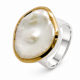 Ring Keshi Perle - teilvergoldet 5µ