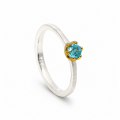 Ring with blue zircon, partly gold-plated (5µ)