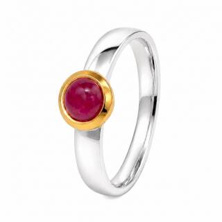 Bague rubis naturel partiellement plaquée or 5 µ