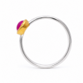 Bague rubis naturel partiellement plaquée or 5 µ