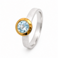 Ring aquamarine partly gold-plated 5µ