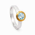 Ring aquamarine partly gold-plated 5µ