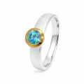 Ring blauer Zirkon teilvergoldet 5µ