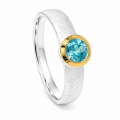 Ring with blue zircon, partly gold-plated (5µ)
