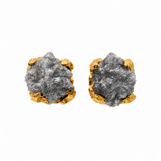 Partially gold-plated 5µ rough diamond stud earrings
