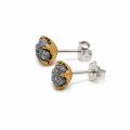 Partially gold-plated 5µ rough diamond stud earrings