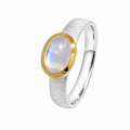 Ring Regenbogenmondstein teilvergoldet 5µ