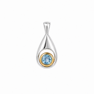 Pendentif aigue-marine, en argent sterling 925, partiellement plaqué or 5 µ
