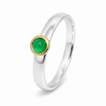 Ring, emerald, partly gold-plated (5µ)