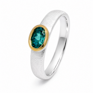 Ring Indigolith Turmalin teilvergoldet 5µ