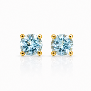 Gold-plated aquamarine stud earrings, 5µ