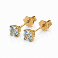 Gold-plated aquamarine stud earrings, 5µ