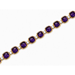 Bracelet - Améthyste partiellement plaqué or 5 µ