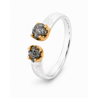 Ring with raw diamond, partly gold-plated 5µ