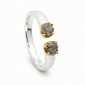 Ring with raw diamond, partly gold-plated 5µ