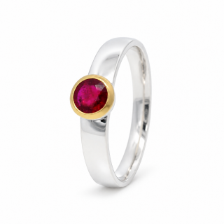 Ring Rubin (Natur) teilvergoldet 5µ