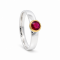 Ring Rubin (Natur) teilvergoldet 5µ