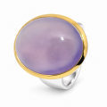 Ring Chalcedon teilvergoldet 5µ