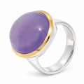 Ring Chalcedon teilvergoldet 5µ