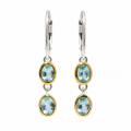 Aquamarine Dangle Earrings, partly gold-plated (5µ)