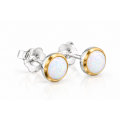Ear studs, precious opal, gold-plated 5µ