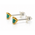 Indigolite Stud Earrings, partly gold-plated, 5µ
