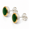 Jade Stud Earrings, partly gold-plated, 5µ