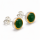 Jade Stud Earrings, partly gold-plated, 5µ