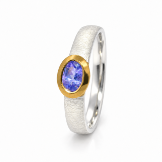 Bague tanzanite partiellement dorée 5µ