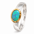 Ring with black opal, partly gold-plated, 5µ