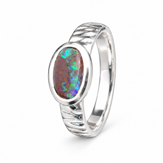 Bague Boulder Opal partiellement plaquée or 5µ