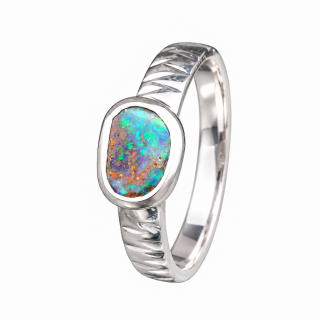 Ring with boulder opal, partly gold-plated 5µ