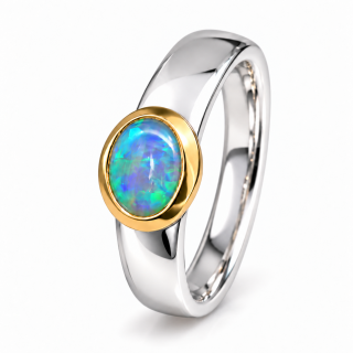 Ring precious opal partly gold-plated 5µ