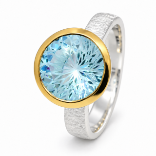 Ring with blue topaz, partly gold-plated, 5µ