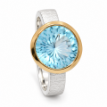 Bague avec topaze bleue, partiellement plaquée or 5 µ