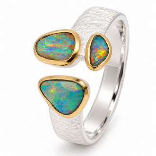 Ring precious opal partially gold-plated 5µ