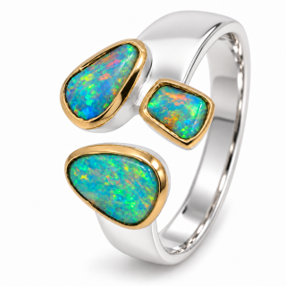 Ring Edelopal teilvergoldet 5µ