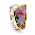 Bague Boulder Opal partiellement plaquée or 5µ