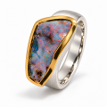 Ring Boulder Opal teilvergoldet 5µ