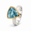 Bague avec topaze bleue, partiellement plaquée or 5 µ