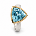 Ring with blue topaz, partly gold-plated, 5µ