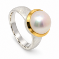Ring Perle - teilvergoldet 5µ