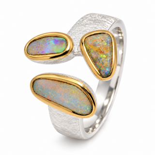 Ring Edelopal teilvergoldet 5µ